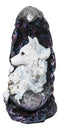 Snow White Wolf Mother With 4 Pups On LED Light Crater Crescent Moon Figurine