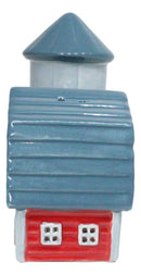 Ceramic Agricultural Country Farm Red Barn And Silo Salt And Pepper Shakers Set