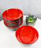 Set Of 6 Red And Black Round Appetizer Soup Salad Rice Melamine Bowls 4.5"D