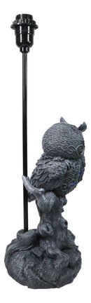 Wisdom of The Woods Mystical Bejeweled Owl Perching On Tree Branch Table Lamp