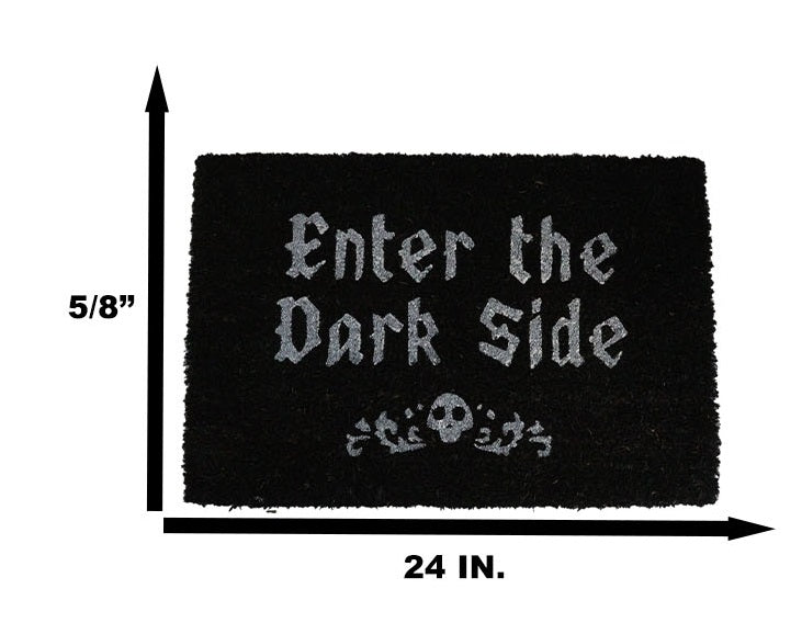 Enter The Dark Side Wicca Skull Black Coir Coconut Fiber Floor Mat Doormat