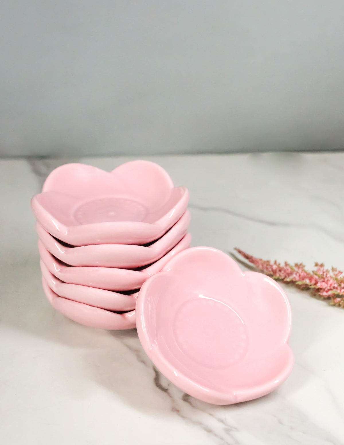 Ebros Set of 6 Pink Sakura Cherry Blossom Porcelain Sauce Dishes 3 Inch