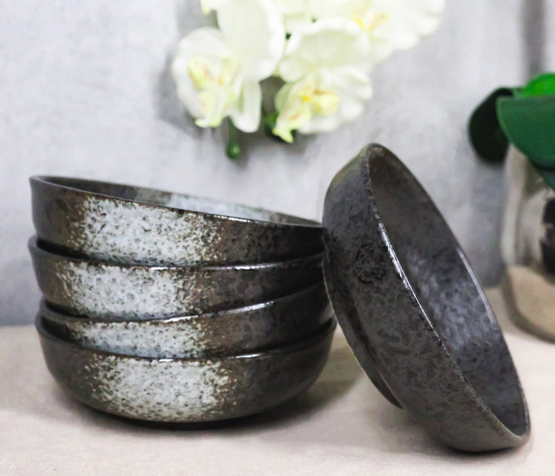Pack Of 5 Charcoal Grey Tone Hakumu Collection Shallow Bowl Or Deep Plates 10oz