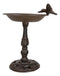 Rustic Cast Iron Hummingbird On Flower Dish Garden Bird Feeder Bath 10.5"H