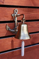 Aluminum Brass Plated Nautical Marine Fouled Anchor Door Wall Dinner Yard Bell