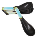 Pack of 6 Aozora Kannyu Crackle Blue Ceramic Asian Soup Spoons With Hook 5.75"L