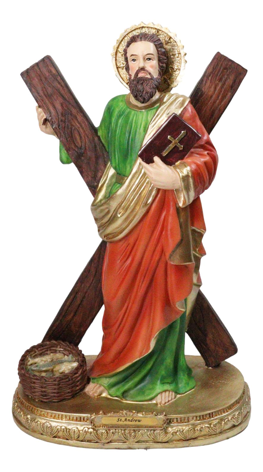 Apostle Disciple Of Jesus Saint Andrew With Saltire Cross Figurine 12" Series