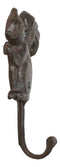Pack Of 2 Cast Iron Rustic Whimsical Tree Squirrel Chipmunk with Acorn Wall Hook