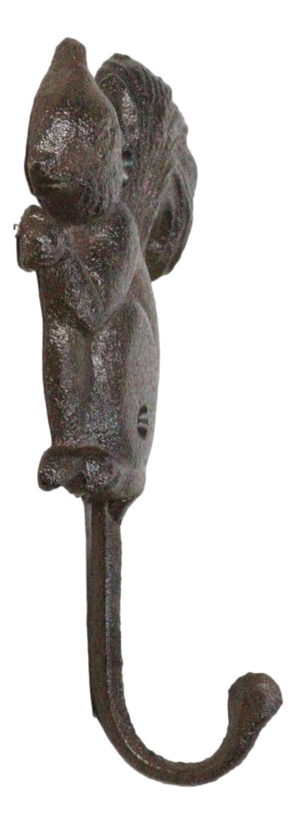 Pack Of 2 Cast Iron Rustic Whimsical Tree Squirrel Chipmunk with Acorn Wall Hook