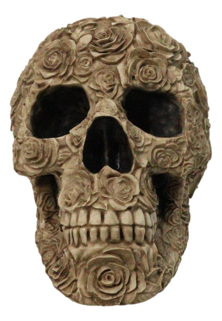 Ebros Gift Gothic Rose Skull Figurine Decorative Resin Skeleton Sculpture
