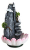 Zen Rocky Mountain Steppes With Monk On Giant Lotus Backflow Cone Incense Holder