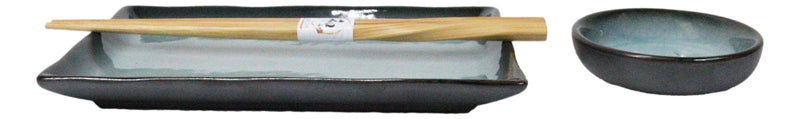 Seikai Sky Porcelain Sushi Plates Sauce Dishes Chopsticks Dinnerware Set For 2