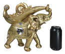 Feng Shui Golden Thai Buddha Elephant With Leaf and White Crystals Wine Holder