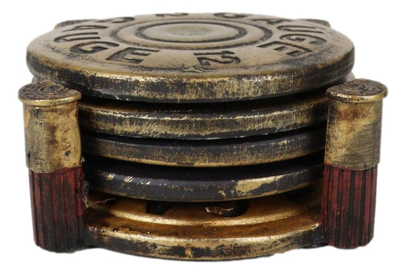 Western 12 Gauge Shotgun Bullet Shells Hunter's Ammo Coaster Set With 4 Coasters