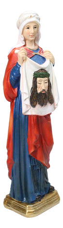 Patron Saint Veronica Holding Sudarium Veil with Jesus Face Figurine 8.25"H