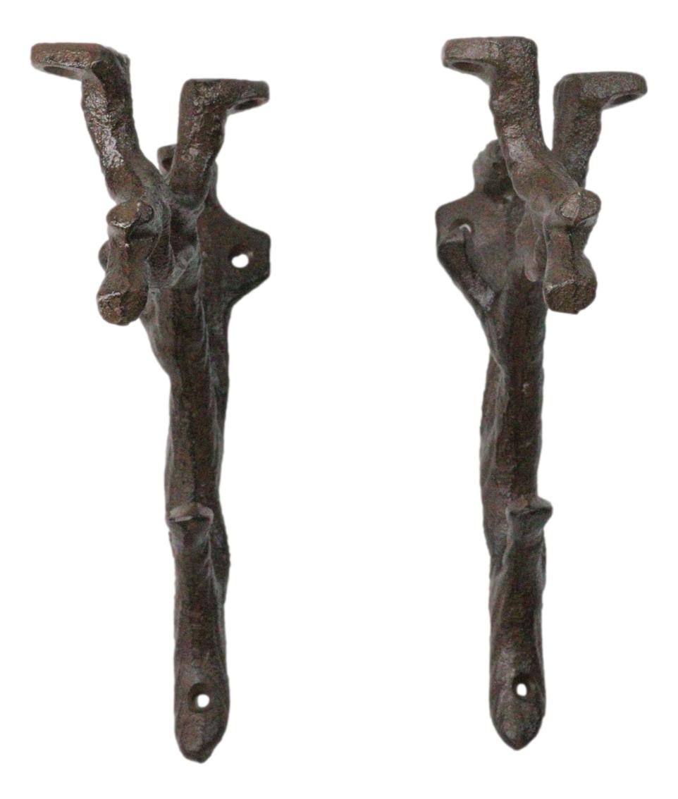 Pack of 2 Cast Iron Nature Flora Fauna Twig Branch Wall Shelf Brackets 7"H - Ebros Gift