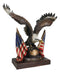 Large 20"H Bald Eagle On Globe With American Flags One Nation Under God Statue