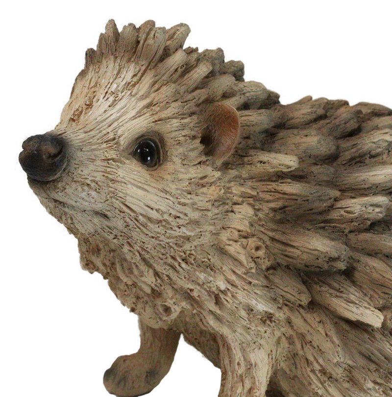 Realistic Faux Driftwood Finish Wild Spiny Mammal Hedgehog Animal Figurine 9"L