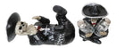 Day Of The Dead Skeleton Mariachi Band Wine And Salt Pepper Shakers Holder Set