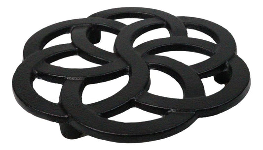Floral Scroll Geometry Traditional Cast Iron Metal Tetsubin Teapot Trivet Stand