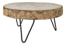 Unfinished Natural Wood Bark Round Slice with Metal Legs Pedestal Stand 9"D
