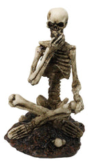 See Hear Speak No Evil Skeleton Figurines Set of 3 Wise Skeletons in Seated Pose