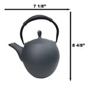 Dark Gray Textured Round Tetsubin Large Cast Iron Teapot With SS Strainer 44oz