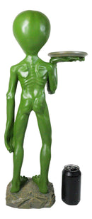 Bizarre Green ET Roswell UFO Alien Butler at Your Service Dish Stand Statue 25"H