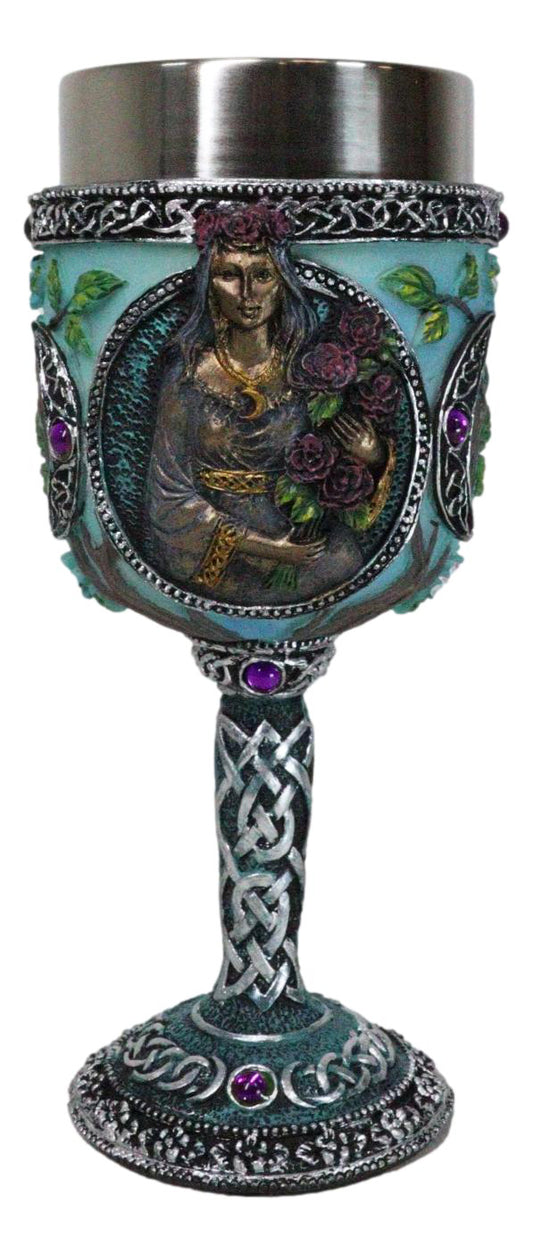 Wicca Triple Moon Goddess Maiden Mother Crone Witchcraft Wine Goblet Chalice 5oz
