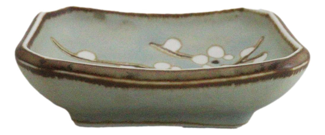 Set Of 6 Japanese Soushun Sakura Porcelain Soy Sauce Rectangular Dipping Bowls - Ebros Gift
