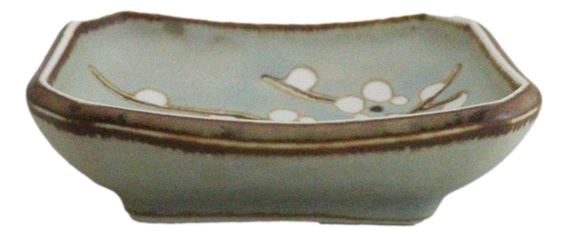 Set Of 6 Japanese Soushun Sakura Porcelain Soy Sauce Rectangular Dipping Bowls