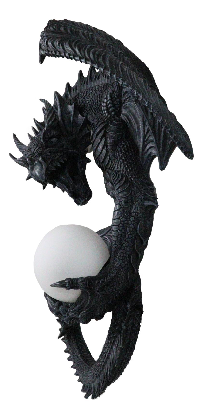 Ebros Gift Gothic Slithering Aetherflare Dragon Wall Orb Lamp with Claw Accent
