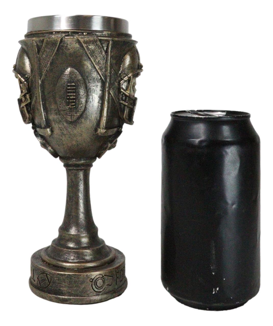 Gothic Raw Gridiron Football Tough Sports Player Skull With Helmet Wine Goblet