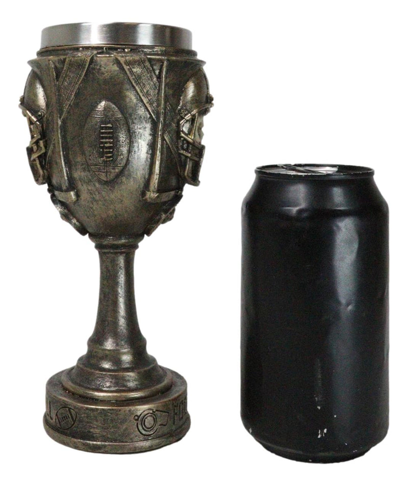 Gothic Raw Gridiron Football Tough Sports Player Skull With Helmet Wine Goblet