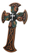 Celtic Knotwork Tooled Faux Leather Colorful Flowers Wall Cross Christian Decor