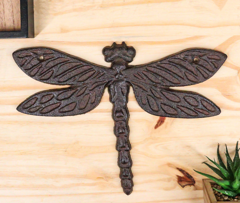 Pack Of 2 Rustic Forged Cast Iron Whimsical Auspicious Dragonfly Wall Decors