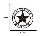 24"Dia Patriotic Western Lone Star God Bless Texas 1836 Metal Wall Circle Sign