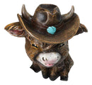 Scottish Highlands Cattle Cow Turquoise Ornament Cowboy Hat and Scarf Figurine