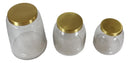 Set of 3 Clear Glass Canister Make Up Seashells Sand Storage Jars With Gold Lids