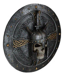 Viking Warrior Of Valhalla Skull Helmet Celtic Knot Cross Shield Wall Plaque