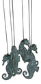 Verdigris Distressed Brass Metal Nautical Bell With Marine Seahorses Wind Chime