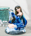 Kneeling Blue Artic Frozen Ice Princess Fairy with Crystal Ball Small Figurine