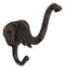 Pack Of 2 Rustic Cast Iron Safari Elephant Trunk Up Double Peg Wall Hook Hanger