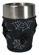 Set Of 4 Gothic Arachnid Black Giant Spider With Webs Shooter Shot Glasses