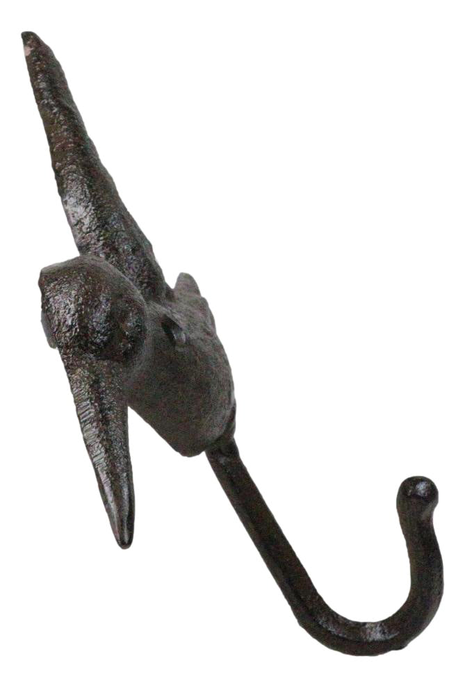 Set Of 2 Rustic Whimsical Cast Iron Hummingbird Wall Coat Towel Keys Hook Decor