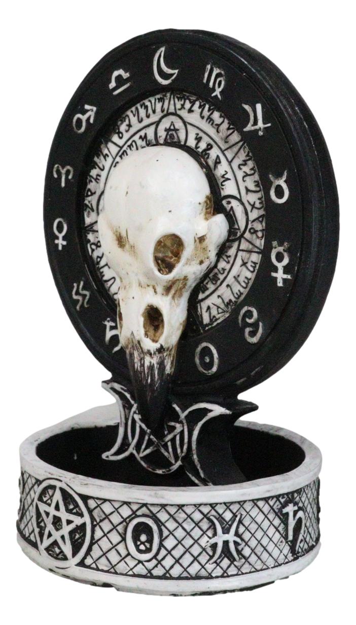 Gothic Raven Skull Triple Moon Astrology Zodiac Backflow Incense Cone Burner