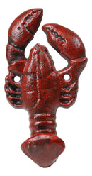 Set of 2 Cast Iron Red Nautical Cajun Creole Crawfish Lobster Tail Wall Hooks