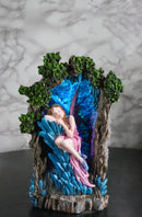 Sleeping Pink Fairy On Blue Crystals Enchanted Tree LED Backflow Incense Burner