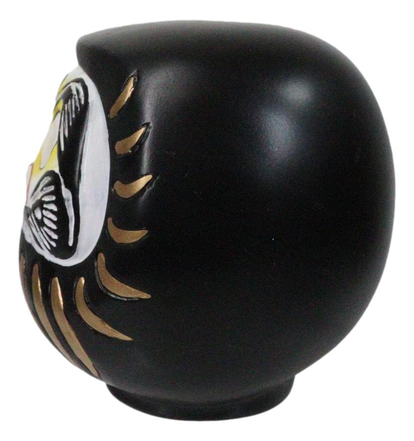 Black Talisman of Stability Japanese Zen Daruma Figurine With Unpainted Eyes