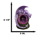 Fantasy Purple Moon Crater Dragon On Faux Geode Crystal Cove LED Light Figurine